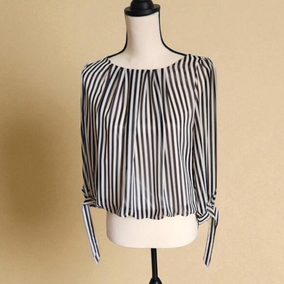 Little Luxe Tops - Sheer Striped Blouse – Size S/M